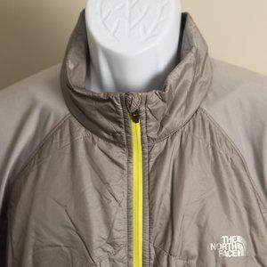 The North Face Men's silver w/ yellow trim Primaloft full zip Jacket XL EUC